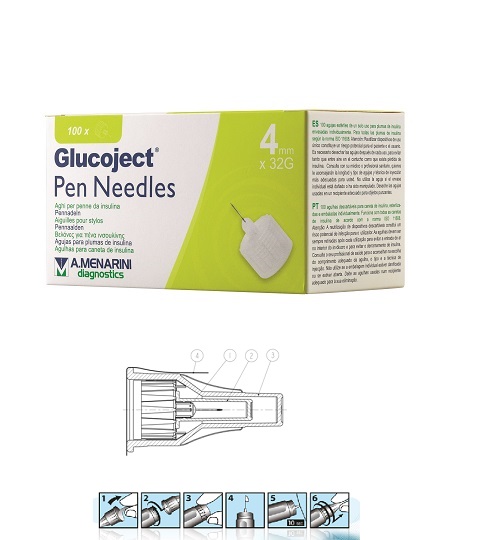 AGO PER PENNA DA INSULINA GLUCOJECT LUNGHEZZA 4 MM GAUGE 32 100 PEZZI - Angeli Pharm