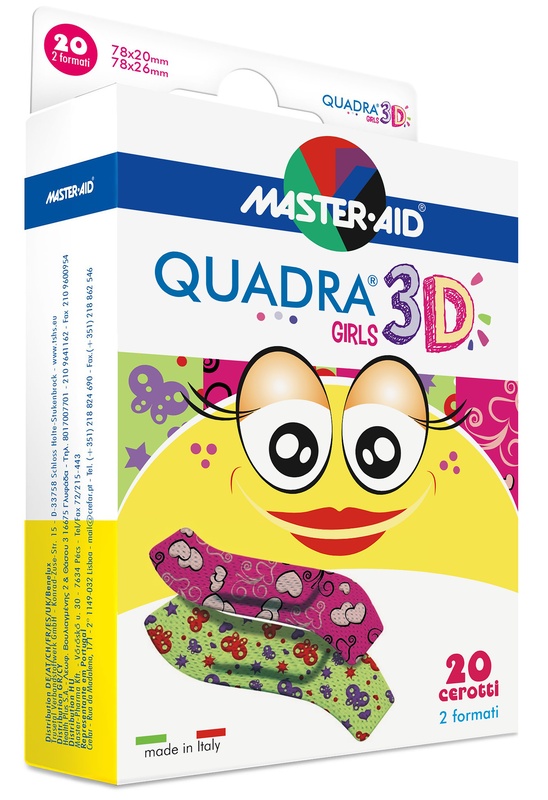 CEROTTO MASTER-AID QUADRA 3D GIRLS 20 PEZZI ASSORTITI - Angeli Pharm