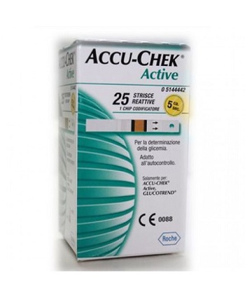 STRISCE MISURAZIONE GLICEMIA ACCU-CHEK ACTIVE STRIPS 25 PEZZI INF RETAIL - Angeli Pharm