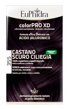 EUPHIDRA COLORPRO XD 355 CASTANO SCURO CILIEGIA GEL COLORANTE CAPELLI IN FLACONE + ATTIVANTE + BALSAMO + GUANTI - Angeli Pharm