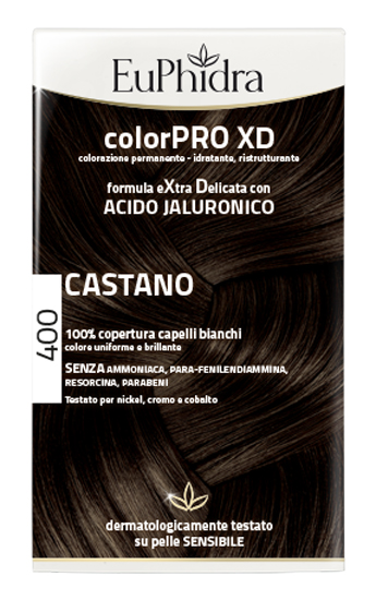 EUPHIDRA COLORPRO XD 400 CASTANO GEL COLORANTE CAPELLI IN FLACONE + ATTIVANTE + BALSAMO + GUANTI - Angeli Pharm