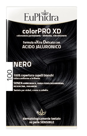 EUPHIDRA COLORPRO XD 100 NERO GEL COLORANTE CAPELLI IN FLACONE + ATTIVANTE + BALSAMO + GUANTI - Angeli Pharm