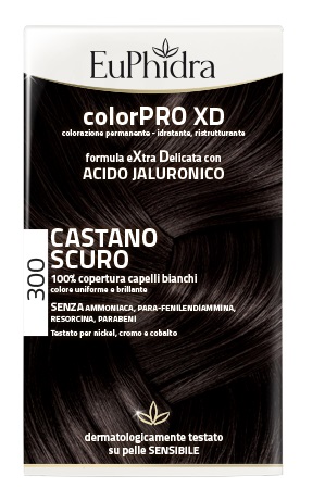 EUPHIDRA COLORPRO XD 300 CASTANO SCURO GEL COLORANTE CAPELLI IN FLACONE + ATTIVANTE + BALSAMO + GUANTI - Angeli Pharm
