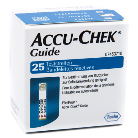 STRISCE MISURAZIONE GLICEMIA ACCU-CHEK GUIDE 25 PEZZI CONFEZIONE RETAIL - Angeli Pharm