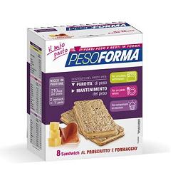 PESOFORMA SANDWICH PROSCIUTTO/FORMAGGIO 4 PASTI 8 PEZZI X 25 G - Angeli Pharm