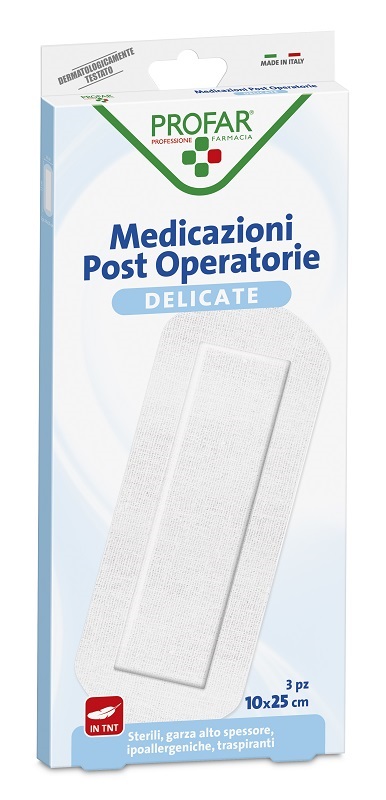 MEDICAZIONE POST OPERATORIA STERILE GARZA ANTIADERENTE 10X25 CM 3 PEZZI PROFAR - Angeli Pharm