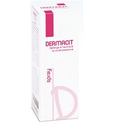 DERMACIT SPRAY FLACONE CILINDRICO IN PE BIANCO CON TASTO EROGATORE SPRAY IN PP BIANCO E CAPPUCCIO SALVATASTO TRASPARENTE,DISPOSITIVO MEDICO 1 PZ - Angeli Pharm