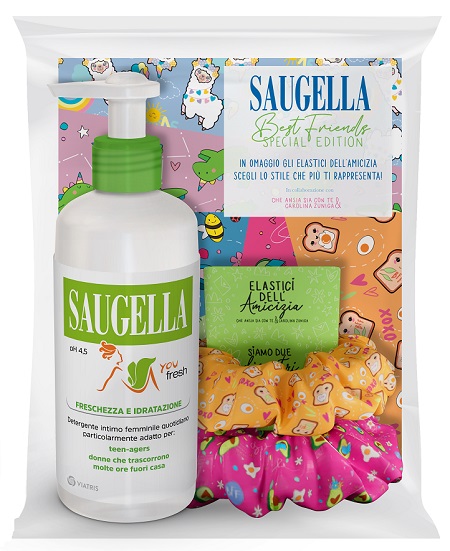 SAUGELLA BUNDLE YOU FRESH PH 4,5 DETERGENTE INTIMO FRESCHEZZA E IDRATAZIONE + SCRUNCHIES IN OMAGGIO - Angeli Pharm