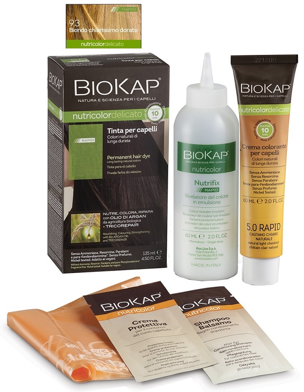 BIOS LINE  BIOKAP NUTRICOLOR DELICATO RAPID TINTA 9,3 BIONDO CHIARISSMO DORATO 135 ML - Angeli Pharm