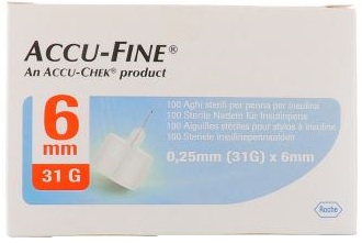AGO PER PENNA DA INSULINA ACCU-FINE PEN NEEDLE ACCU-CHEK GAUGE 31 X 6MM 100 PEZZI - Angeli Pharm