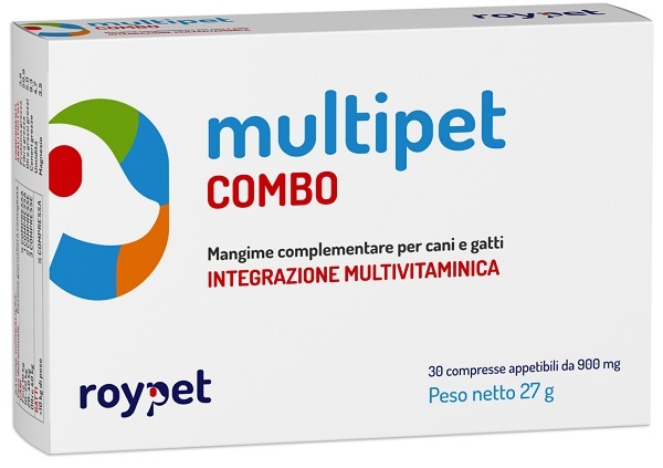 MULTIPET COMBO INTEGRAZIONE MULTIVITAMINICA CANI E GATTI 30 COMPRESSE APPETIBILI DA 900 MG - Angeli Pharm