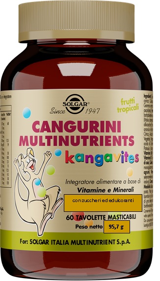 CANGURINI MULTINUTRIENTS FRUTTI TROPICALI 60 TAVOLETTE - Angeli Pharm