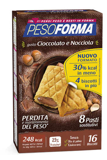 PESOFORMA BISCOTTO CIOCCOLATO NOCCIOLA 16 PEZZI 33 G - Angeli Pharm