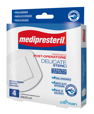 MEDICAZIONE POST OPERATORIA MEDIPRESTERIL DELICATA TNT 10X10CM 5 PEZZI - Angeli Pharm