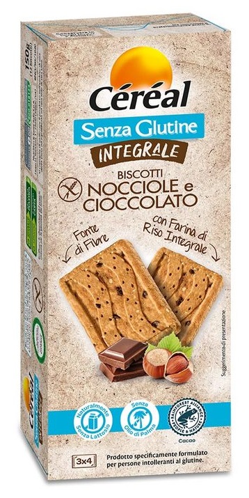 CEREAL SENZA GLUTINE INTEGRALE BISCOTTI NOCCIOLE E CIOCCOLATO 150 G - Angeli Pharm