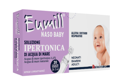 EUMILL NASO BABY SOLUZIONE IPERTONICA 20 CONTENITORI MONODOSE 5 ML - Angeli Pharm