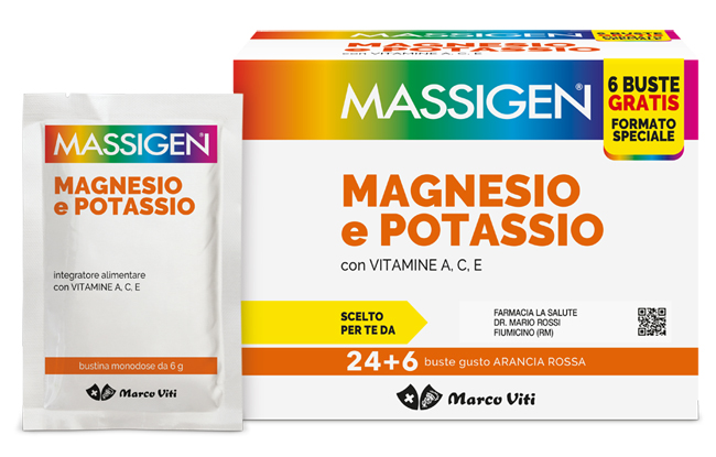 MASSIGEN MAGNESIO POTASSIO 24 BUSTINE + 6 BUSTINE - Angeli Pharm
