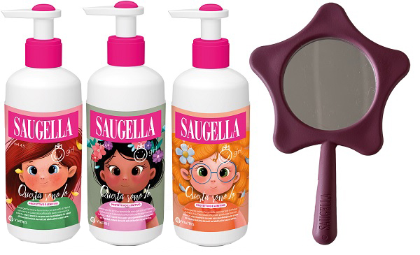 SAUGELLA BUNDLE GIRL DETERGENTE INTIMO QUESTA SONO IO PROTETTIVO LENITIVO 200 ML + GADGET SPECCHIO OMAGGIO - Angeli Pharm