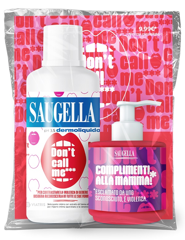 SAUGELLA BUNDLE DERMOLIQUIDO DON'T CALL ME 1 SAUGELLA DERMOLIQUIDO 500 ML CON ETICHETTA EDIZIONE LIMITATA + 1 MINISIZE SAMPLE CON PUMP 150 ML - Angeli Pharm