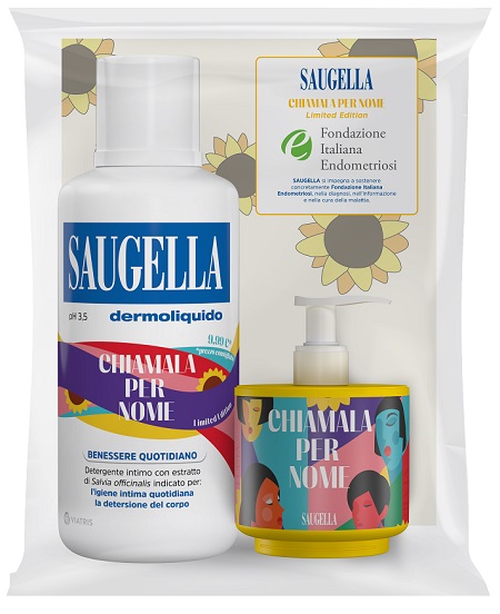 SAUGELLA BUNDLE DERMOLIQUIDO CHIAMALA PER NOME ENDOMETRIOSI PH 3,5 DETERGENTE INTIMO BENESSERE QUOTIDIANO 500ML + 150ML ACTI 3 IN OMAGGIO - Angeli Pharm