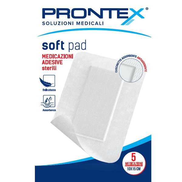 MEDICAZIONE ADESIVA STERILE PRONTEX SOFT PAD 10X15 CM 5 PEZZI - Angeli Pharm