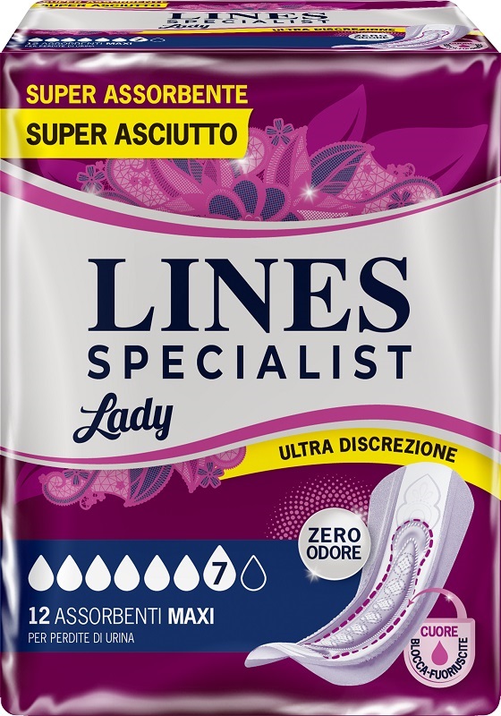 ASSORBENTI PER INCONTINENZA LINES SPECIALIST LADY 12 PEZZI - Angeli Pharm