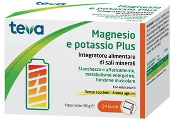MAGNESIO POTASSIO PLUS TEVA 24 BUSTINE SENZA ZUCCHERI AROMA AGRUMI - Angeli Pharm