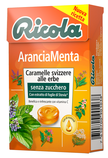 RICOLA ARANCIA MENTA SENZA ZUCCHERO 50 G - Angeli Pharm