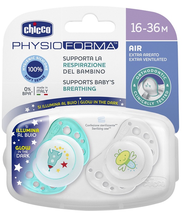 CHICCO SUCCHIETTO AIR LUMI IN SILICONE 16-36 MESI 2 PEZZI - Angeli Pharm
