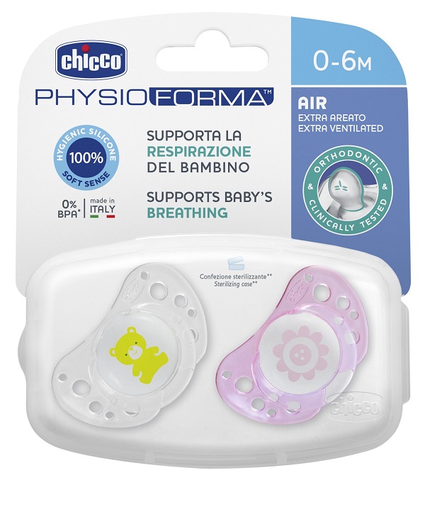 CHICCO SUCCHICCO AIR GIRL SILICONE 0-6 MESI 2 PEZZI - Angeli Pharm