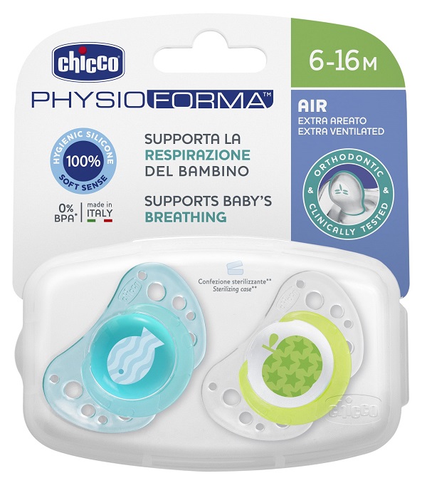 CHICCO SUCCHIETTO AIR BOY IN SILICONE 6-16 MESI 2 PEZZI - Angeli Pharm