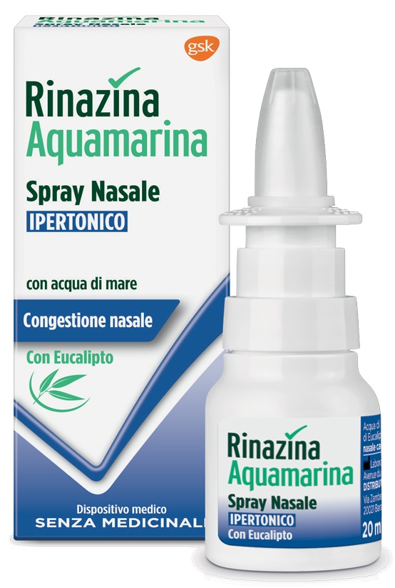RINAZINA AQUAMARINA SPRAY NASALE IPERTONICO CON EUCALIPTO 20 ML - Angeli Pharm