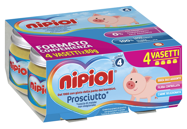 NIPIOL OMOGENEIZZATO PROSCIUTTO 4 X 80 G - Angeli Pharm