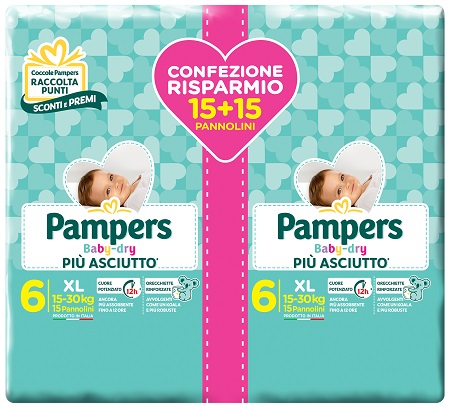 PAMPERS BABY DRY DUO DWCT XL 30 PEZZI - Angeli Pharm