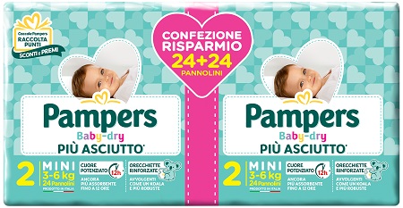 PAMPERS BABY DRY DUO DOWNCOUNT MINI 48 PEZZI - Angeli Pharm