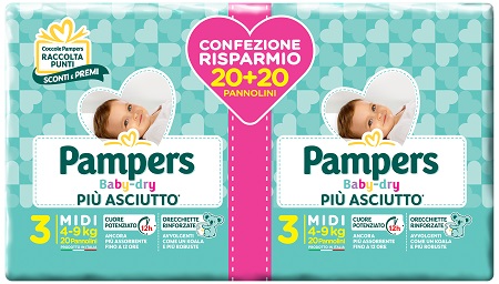 PAMPERS BABY DRY DUO DOWNCOUNT MIDI 40 PEZZI - Angeli Pharm