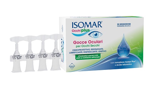 ISOMAR OCCHI PLUS GOCCE OCULARI PER OCCHI SECCHI ALL'ACIDO IALURONICO 0,25% 30 FLACONCINI MONODOSE - Angeli Pharm