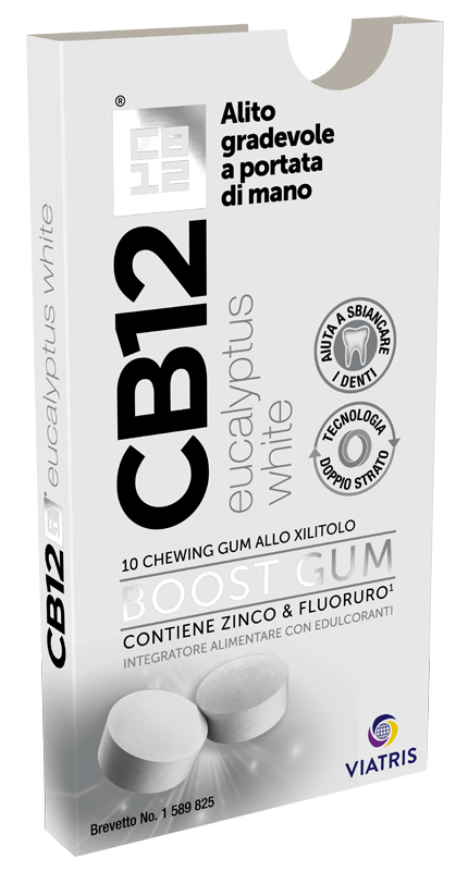 CB12 BOOST EUCALYPTUS WHITE 10 CHEWING GUM - Angeli Pharm