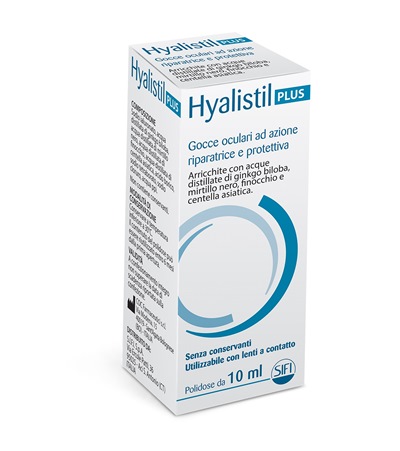 GOCCE OCULARI HYALISTIL PLUS ACIDO IALURONICO 0,4% ACQUA DISTILLATA DI GINKGO BILOBA + MIRTILLO NERO + FINOCCHIO + CENTELLA ASIATICA 10 ML - Angeli Pharm