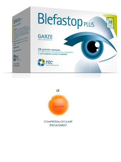 BLEFASTOP PLUS GARZA IN COTONE PIEGATA CON FILO DI BARIO 28 SALVIETTE MONOUSO + 1 COMPRESSA OCULARE RISCALDABILE - Angeli Pharm