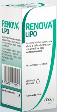 RENOVA COLLIRIO SOSTITUTO LACRIMALE A BASE DI ACIDO IALURONICO 0,4% E LIPIDI FLACONE DA 10 ML SENZA CONSERVANTI - Angeli Pharm