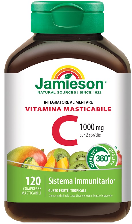 JAMIESON VITAMINA C 1000 120 COMPRESSE MASTICABILI FRUTTI TROPICALI - Angeli Pharm