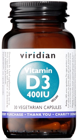 VIRIDIAN VITAMIN D3 400IU 30CPS - Angeli Pharm