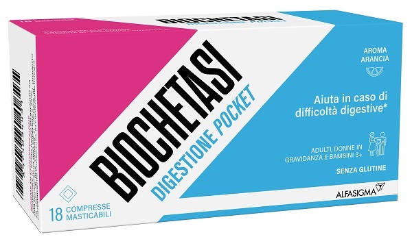 BIOCHETASI DIGESTIONE POCKET 18 COMPRESSE MASTICABILI - Angeli Pharm