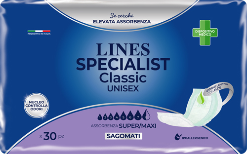 PANNOLONE SAGOMATO LINES SPECIALIST CLASSIC MAXI 30 PEZZI - Angeli Pharm