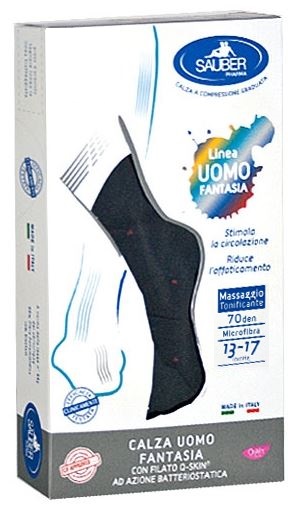 SAUBER CALZA UOMO FANTASIA Q-SKIN 70 DEN BLU POIS ROSSI TAGLIA M - Angeli Pharm