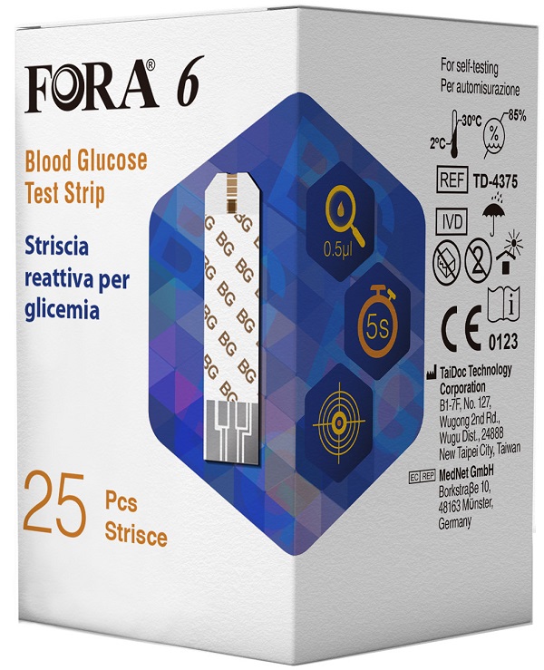 STRISCE MISURAZIONE GLICEMIA FORA 6 CONNECT BOX DA 25 PEZZI - Angeli Pharm