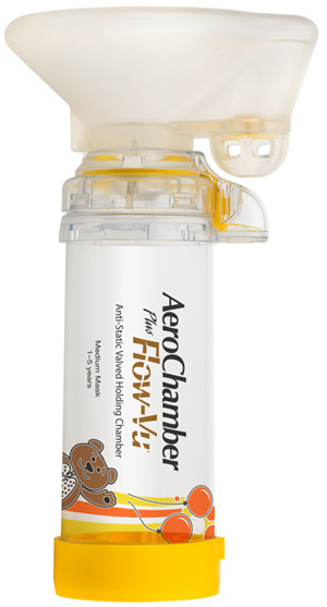 CAMERA DI TENUTA CON VALVOLA AEROCHAMBER PLUS FLOW VU PEDIATRICO MEDIUM 1-5 ANNI - Angeli Pharm