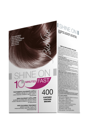 BIONIKE SHINE ON FAST TRATTAMENTO COLORANTE CAPELLI CASTANO 400 60 ML + TUBO 60 ML - Angeli Pharm