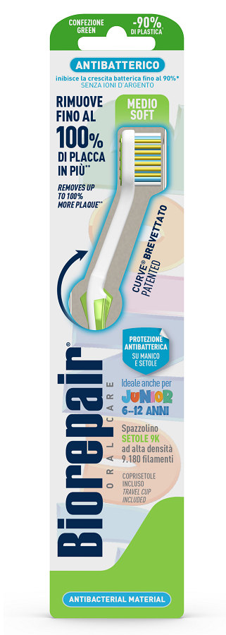 BIOREPAIR ORAL CARE SPAZZOLINO ANTIBATTERICO JUNIOR 6-12 ANNI PIU' COMFORT SETOLE MEDIO SOFT - Angeli Pharm